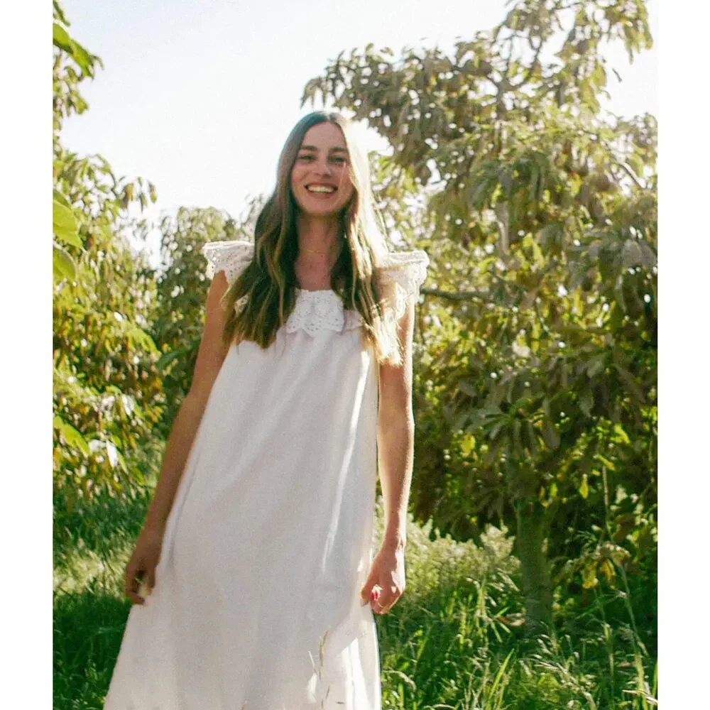 CHRISTY DAWN Mairin Off the Shoulder Maxi Dress In Elderflower Embroidery MEDIUM - Picture 4 of 7
